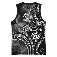 Aloha Hawaii Turtles Floral Basketball Jersey Obsidian Glaze LT7 - Polynesian Pride