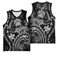 Aloha Hawaii Turtles Floral Basketball Jersey Obsidian Glaze LT7 - Polynesian Pride