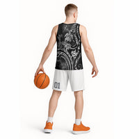Aloha Hawaii Turtles Floral Basketball Jersey Obsidian Glaze LT7 - Polynesian Pride