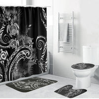 Aloha Hawaii Turtles Floral Bathroom Set Obsidian Glaze LT7 Bathroom Set (4 pcs) Black - Polynesian Pride
