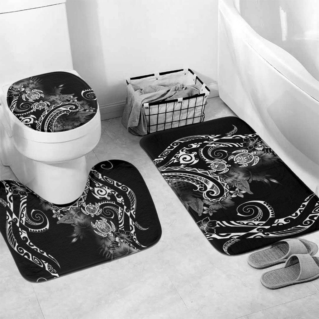 Aloha Hawaii Turtles Floral Bathroom Set Obsidian Glaze LT7 Mat Set Only (3 pcs) One Size Black - Polynesian Pride