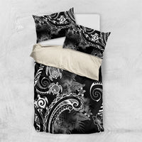 Aloha Hawaii Turtles Floral Bedding Set Obsidian Glaze LT7 US Twin 172cm x 218cm Black - Polynesian Pride