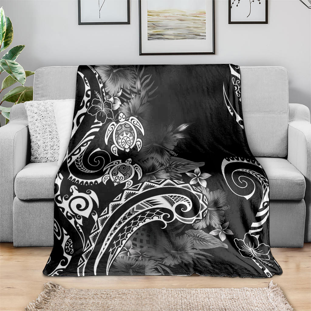 Aloha Hawaii Turtles Floral Blanket Obsidian Glaze LT7 - Polynesian Pride
