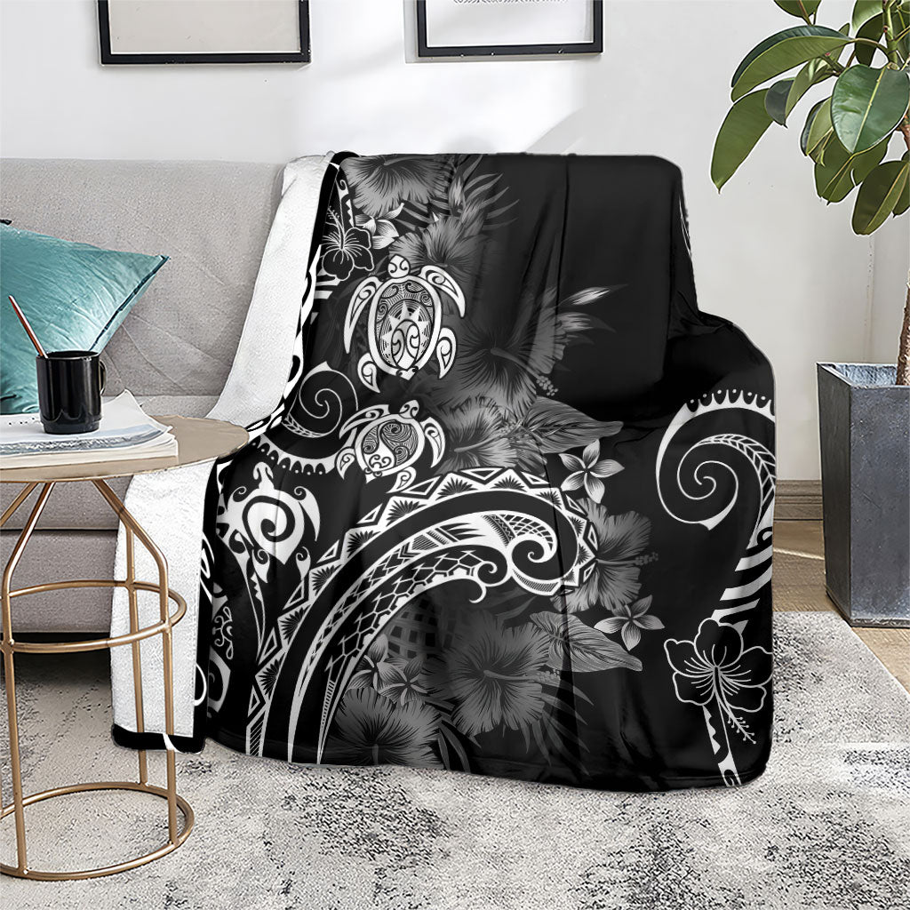 Aloha Hawaii Turtles Floral Blanket Obsidian Glaze LT7 - Polynesian Pride