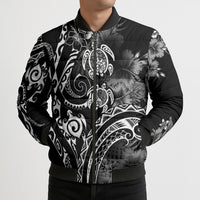 Aloha Hawaii Turtles Floral Bomber Puffer Jacket Obsidian Glaze LT7 - Polynesian Pride