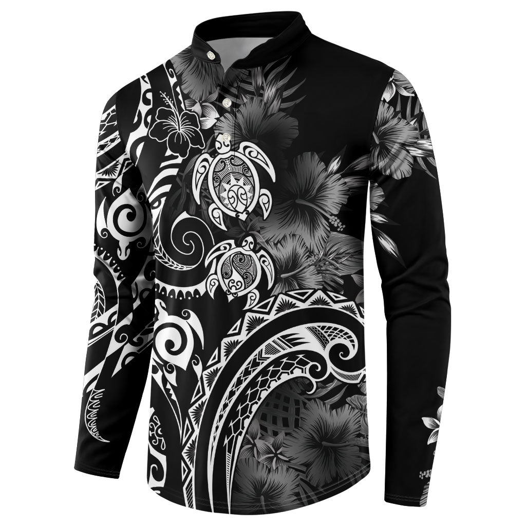 Aloha Hawaii Turtles Floral Button Sweatshirt Obsidian Glaze LT7 - Polynesian Pride