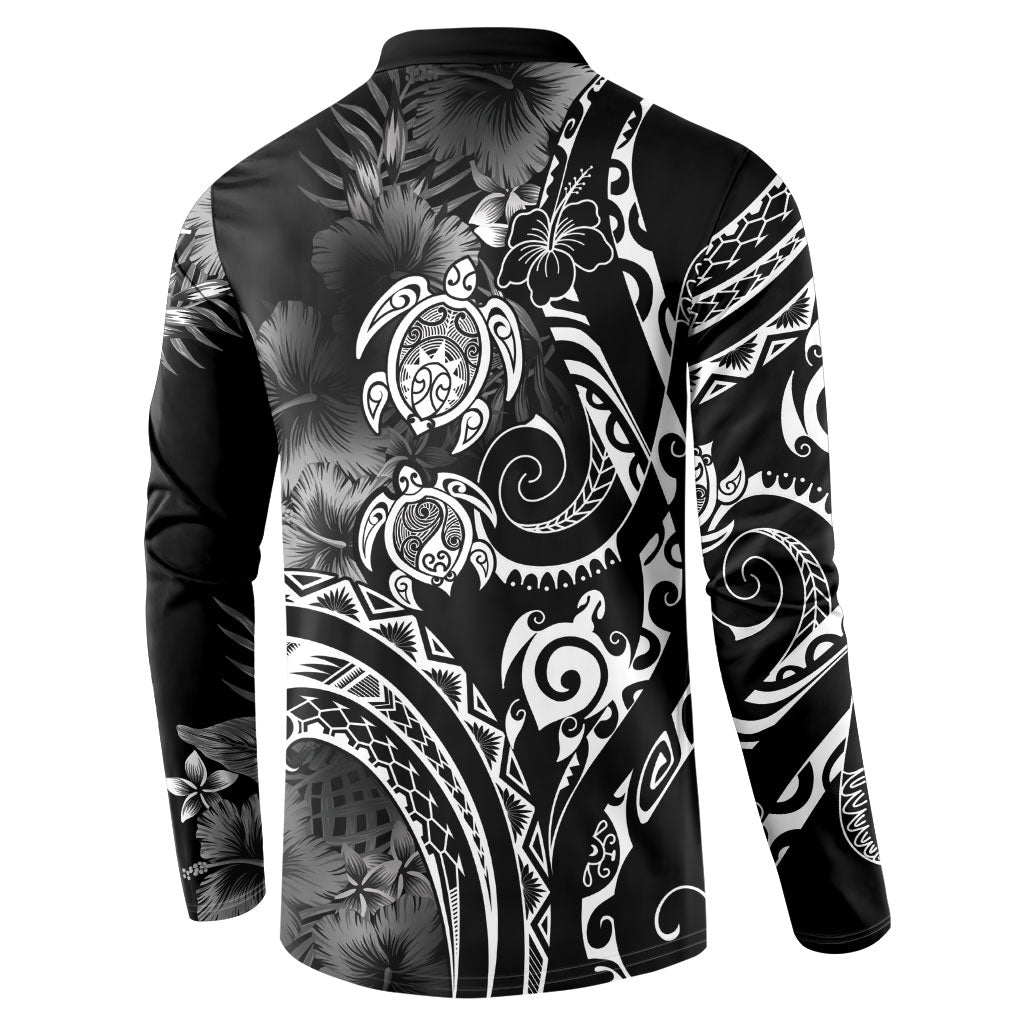 Aloha Hawaii Turtles Floral Button Sweatshirt Obsidian Glaze LT7 - Polynesian Pride
