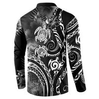 Aloha Hawaii Turtles Floral Button Sweatshirt Obsidian Glaze LT7 - Polynesian Pride