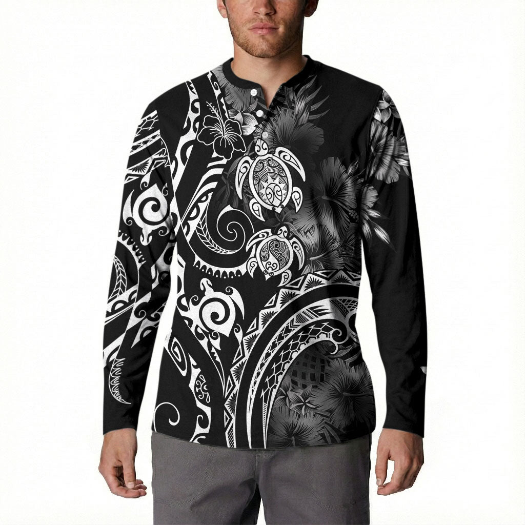 Aloha Hawaii Turtles Floral Button Sweatshirt Obsidian Glaze LT7 - Polynesian Pride