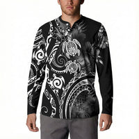 Aloha Hawaii Turtles Floral Button Sweatshirt Obsidian Glaze LT7 - Polynesian Pride