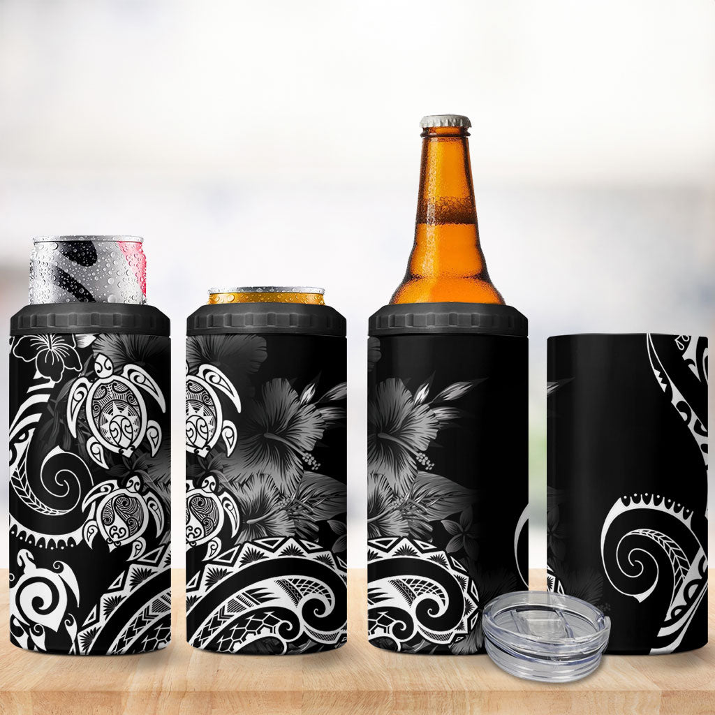 Aloha Hawaii Turtles Floral 4 in 1 Can Cooler Tumbler Obsidian Glaze LT7 - Polynesian Pride