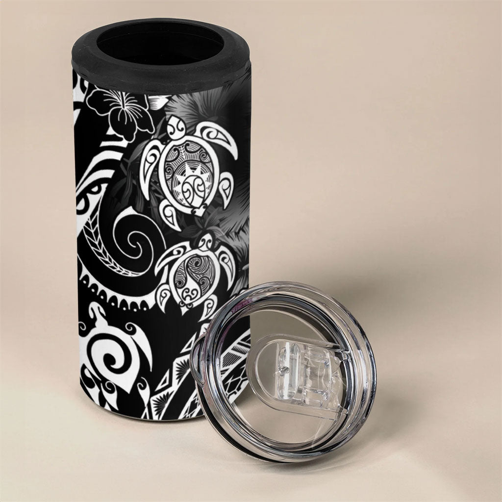 Aloha Hawaii Turtles Floral 4 in 1 Can Cooler Tumbler Obsidian Glaze LT7 - Polynesian Pride