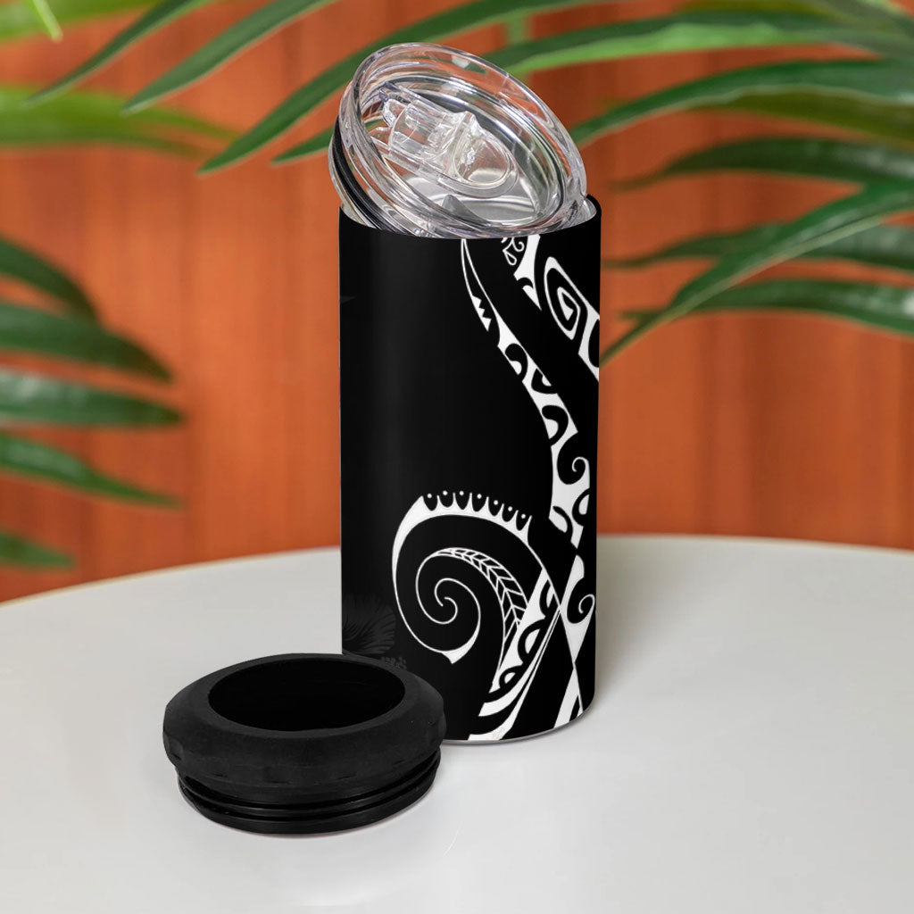 Aloha Hawaii Turtles Floral 4 in 1 Can Cooler Tumbler Obsidian Glaze LT7 - Polynesian Pride