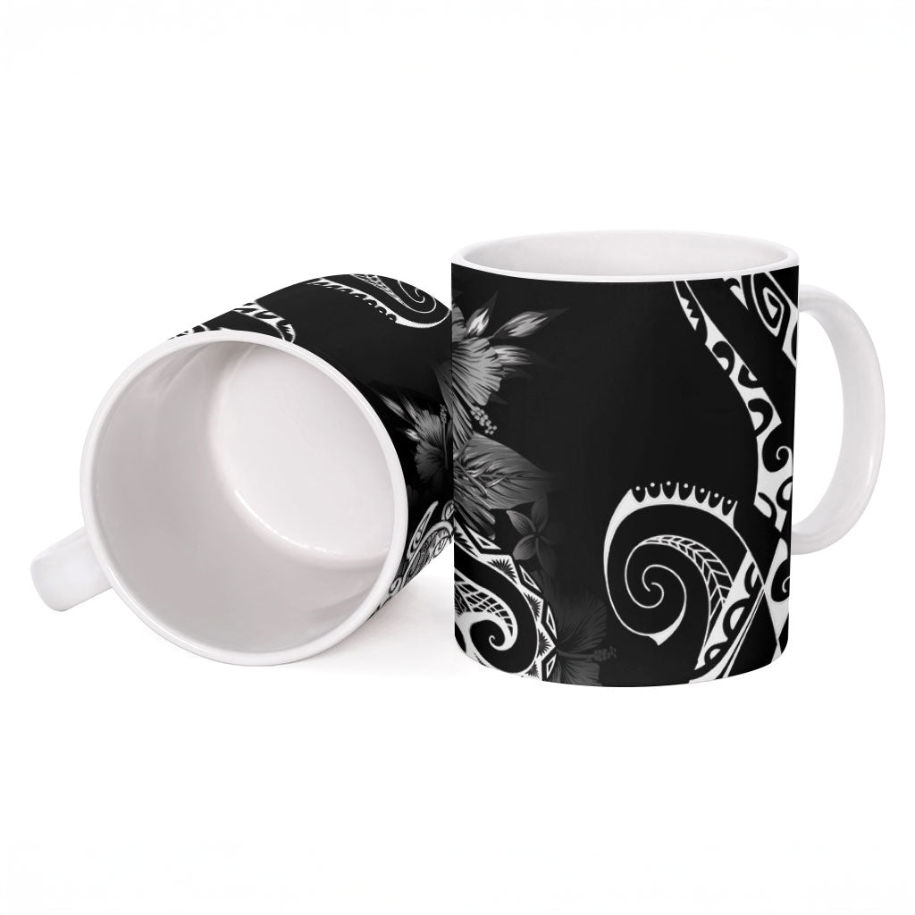 Aloha Hawaii Turtles Floral Ceramic Mug Obsidian Glaze LT7 - Polynesian Pride