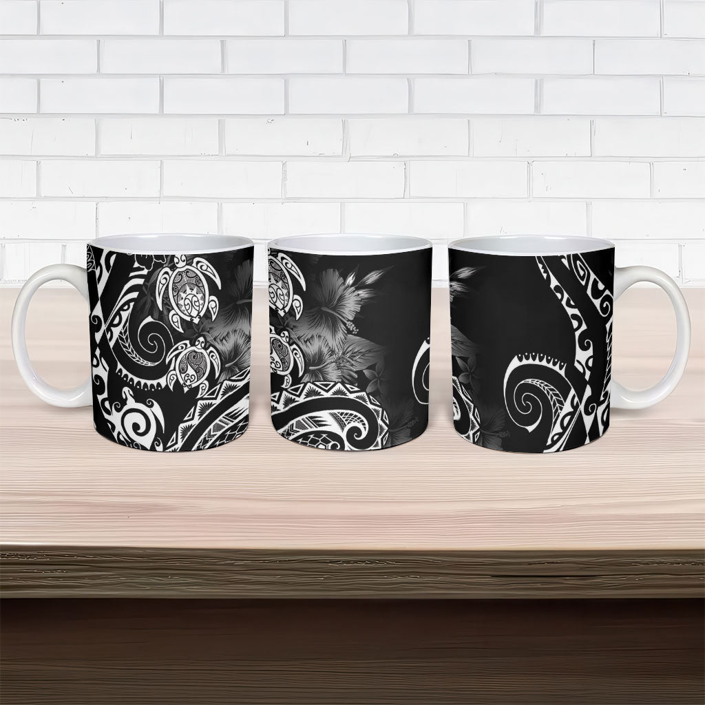 Aloha Hawaii Turtles Floral Ceramic Mug Obsidian Glaze LT7 - Polynesian Pride
