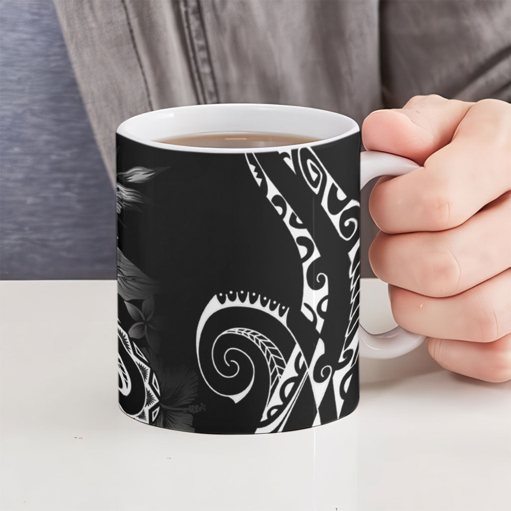 Aloha Hawaii Turtles Floral Ceramic Mug Obsidian Glaze LT7 - Polynesian Pride