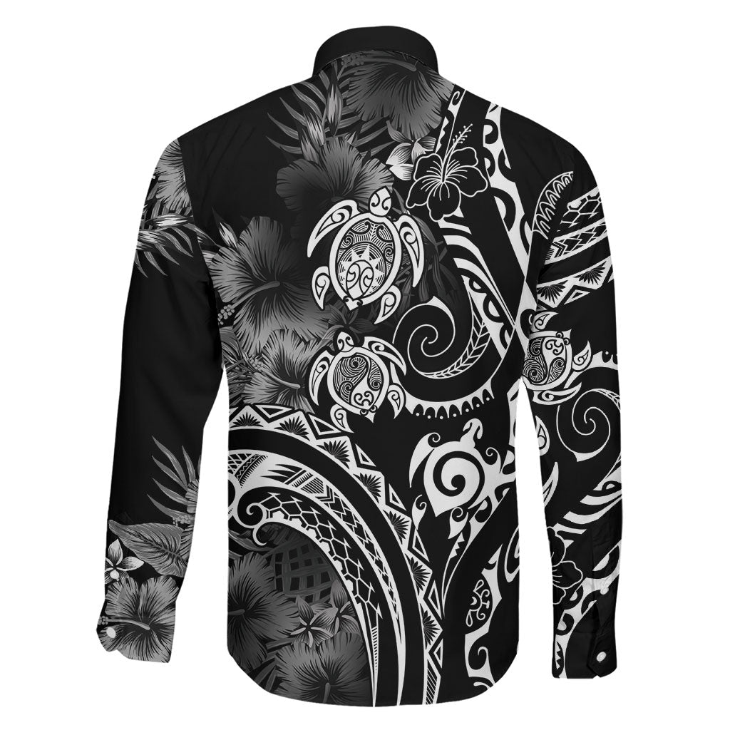 Aloha Hawaii Turtles Floral Family Matching Mermaid Dress and Hawaiian Shirt Obsidian Glaze LT7 - Polynesian Pride