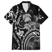 Aloha Hawaii Turtles Floral Family Matching Off The Shoulder Long Sleeve Dress and Hawaiian Shirt Obsidian Glaze LT7 Dad's Shirt - Short Sleeve Black - Polynesian Pride
