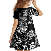 Aloha Hawaii Turtles Floral Family Matching Off Shoulder Short Dress and Hawaiian Shirt Obsidian Glaze LT7 - Polynesian Pride
