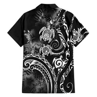 Aloha Hawaii Turtles Floral Family Matching Off Shoulder Short Dress and Hawaiian Shirt Obsidian Glaze LT7 - Polynesian Pride