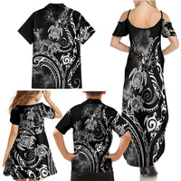 Aloha Hawaii Turtles Floral Family Matching Summer Maxi Dress and Hawaiian Shirt Obsidian Glaze LT7 - Polynesian Pride