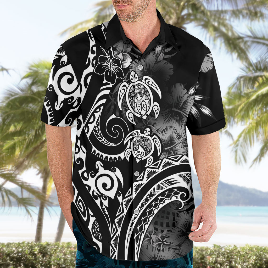 Aloha Hawaii Turtles Floral Hawaiian Shirt Obsidian Glaze LT7 - Polynesian Pride