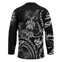 Aloha Hawaii Turtles Floral Hockey Jersey Obsidian Glaze LT7 - Polynesian Pride