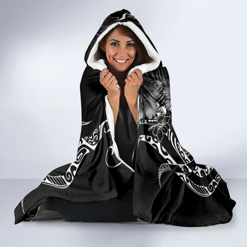Aloha Hawaii Turtles Floral Hooded Blanket Obsidian Glaze LT7 - Polynesian Pride