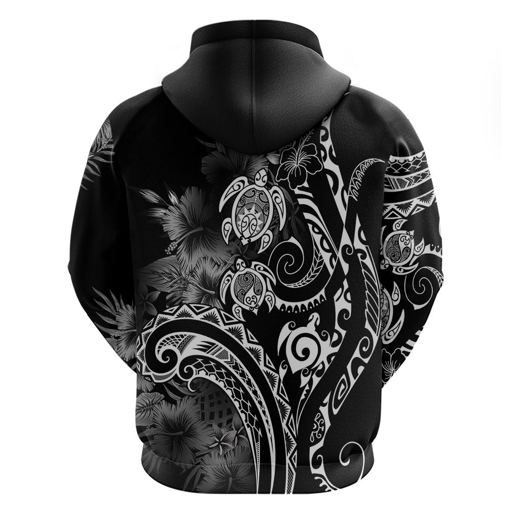 Aloha Hawaii Turtles Floral Hoodie Obsidian Glaze LT7 - Polynesian Pride