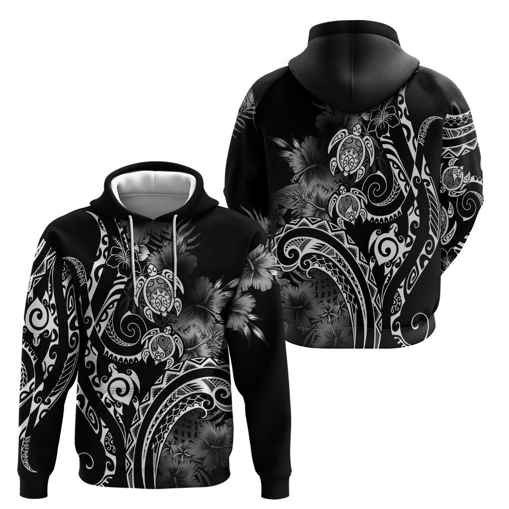 Aloha Hawaii Turtles Floral Hoodie Obsidian Glaze LT7 - Polynesian Pride
