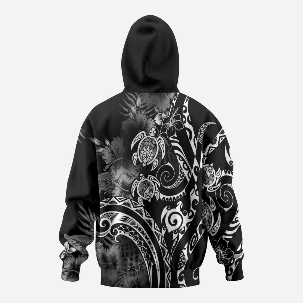 Aloha Hawaii Turtles Floral Hoodie Obsidian Glaze LT7 - Polynesian Pride