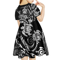 Aloha Hawaii Turtles Floral Kid Short Sleeve Dress Obsidian Glaze LT7 - Polynesian Pride