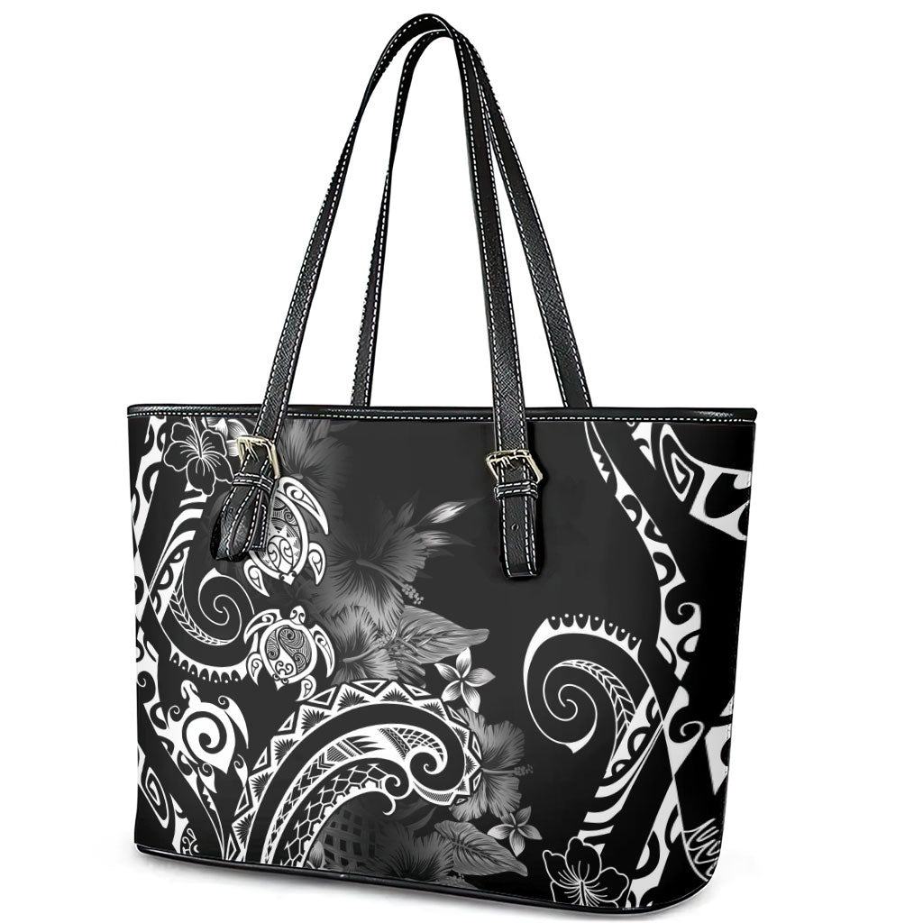 Aloha Hawaii Turtles Floral Leather Tote Bag Obsidian Glaze LT7 - Polynesian Pride
