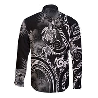 Aloha Hawaii Turtles Floral Long Sleeve Button Shirt Obsidian Glaze LT7 - Polynesian Pride