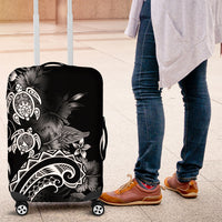 Aloha Hawaii Turtles Floral Luggage Cover Obsidian Glaze LT7 Black - Polynesian Pride