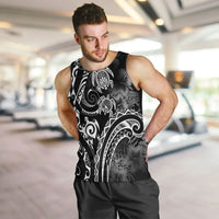 Aloha Hawaii Turtles Floral Men Tank Top Obsidian Glaze LT7 Black - Polynesian Pride