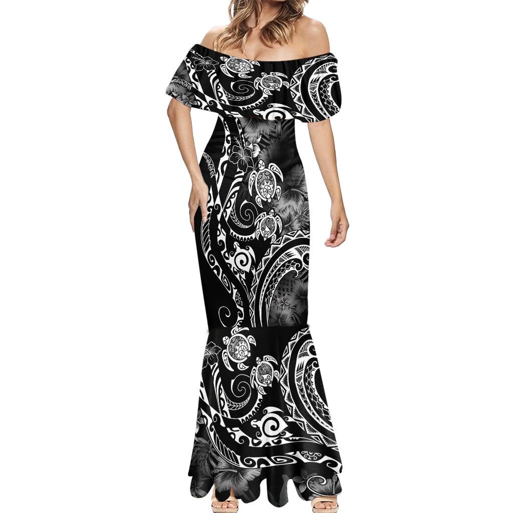 Aloha Hawaii Turtles Floral Mermaid Dress Obsidian Glaze LT7 - Polynesian Pride