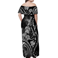 Aloha Hawaii Turtles Floral Off Shoulder Maxi Dress Obsidian Glaze LT7 - Polynesian Pride