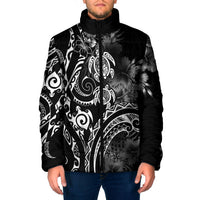 Aloha Hawaii Turtles Floral Padded Jacket Obsidian Glaze LT7 Men Black - Polynesian Pride