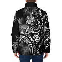 Aloha Hawaii Turtles Floral Padded Jacket Obsidian Glaze LT7 - Polynesian Pride
