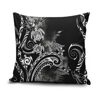 Aloha Hawaii Turtles Floral Pillow Cover Obsidian Glaze LT7 Black - Polynesian Pride
