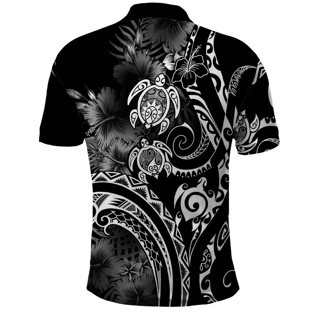 Aloha Hawaii Turtles Floral Polo Shirt Obsidian Glaze LT7 - Polynesian Pride