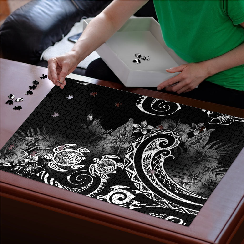 Aloha Hawaii Turtles Floral Puzzle Obsidian Glaze LT7 - Polynesian Pride