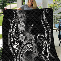 Aloha Hawaii Turtles Floral Quilt Obsidian Glaze LT7 Black - Polynesian Pride