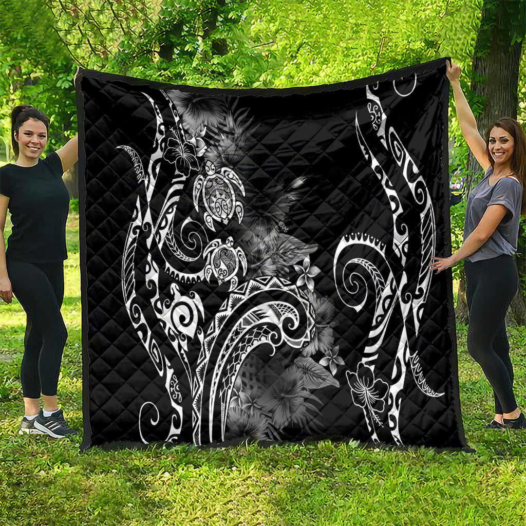 Aloha Hawaii Turtles Floral Quilt Obsidian Glaze LT7 - Polynesian Pride
