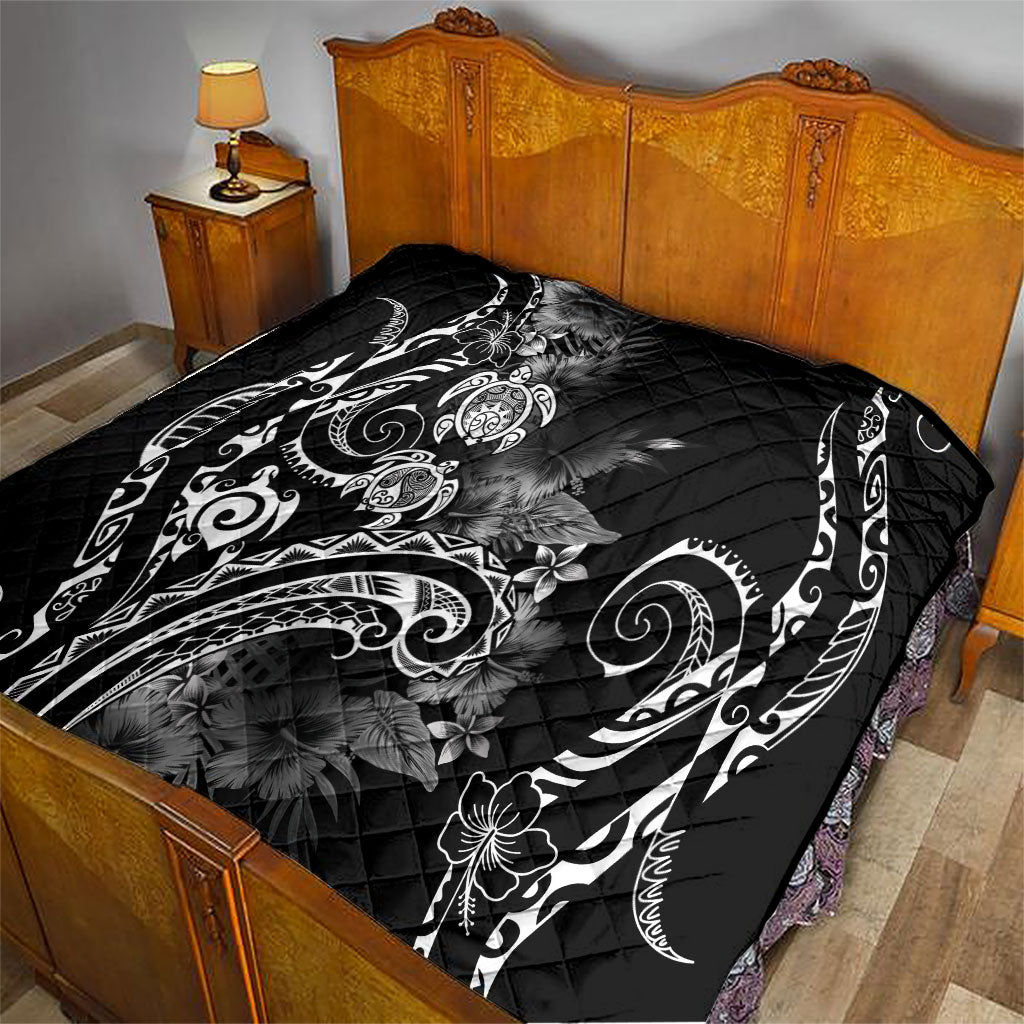 Aloha Hawaii Turtles Floral Quilt Obsidian Glaze LT7 - Polynesian Pride