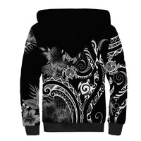Aloha Hawaii Turtles Floral Sherpa Hoodie Obsidian Glaze LT7 - Polynesian Pride