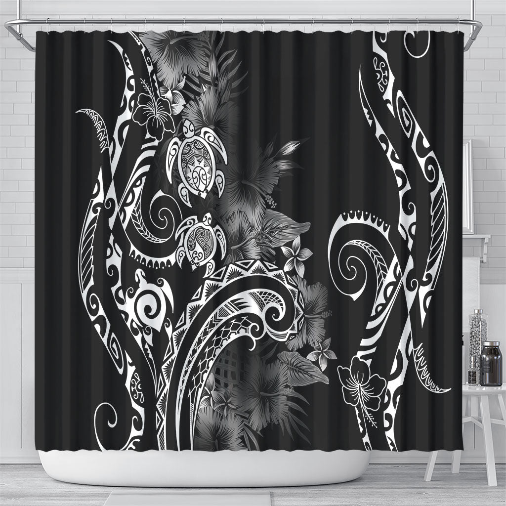 Aloha Hawaii Turtles Floral Shower Curtain Obsidian Glaze LT7 - Polynesian Pride