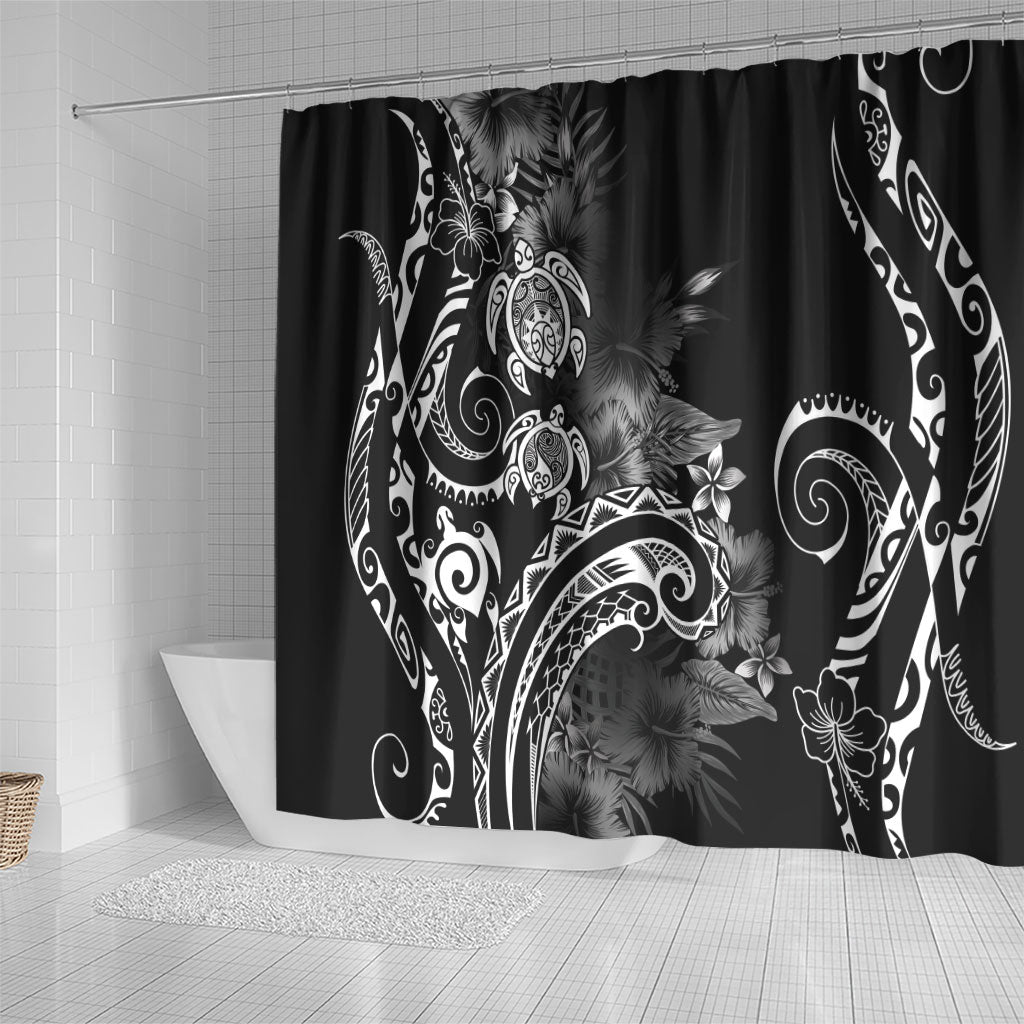 Aloha Hawaii Turtles Floral Shower Curtain Obsidian Glaze LT7 - Polynesian Pride