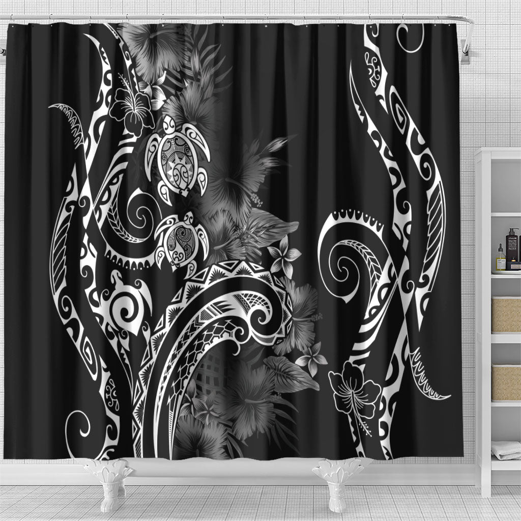 Aloha Hawaii Turtles Floral Shower Curtain Obsidian Glaze LT7 - Polynesian Pride